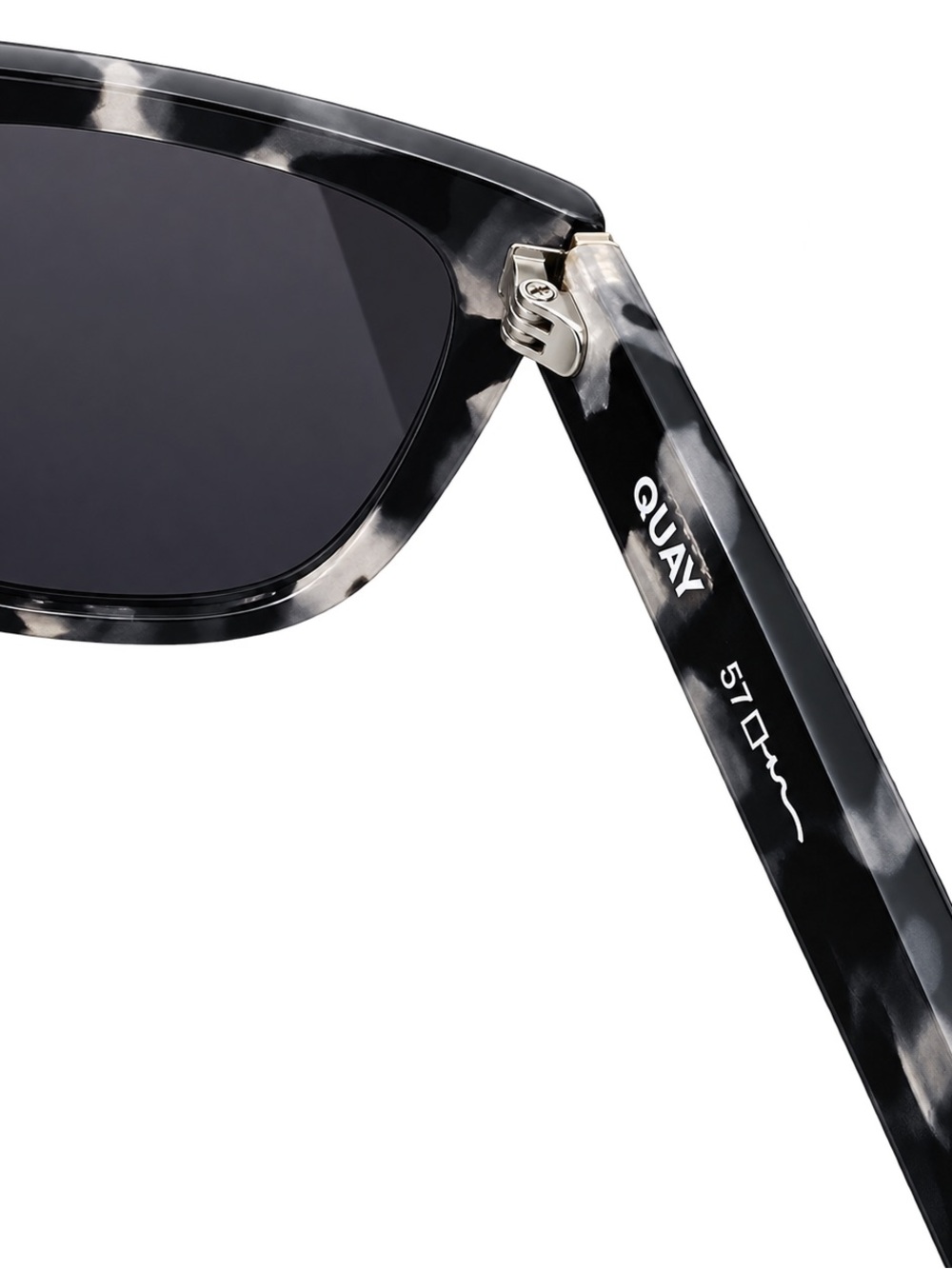 QUAY 57 Cat Eye Tortoise Shell Black Frame Gray Tinted Lenses UV400 145mm - Picture 2 of 6